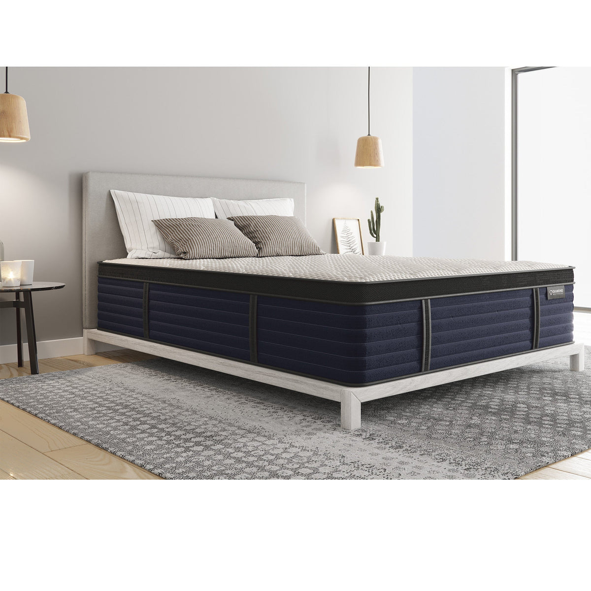 Diamond Hughes Latex Hybrid Twin Mattress with Euro-Top 14.5" - Medium Feel