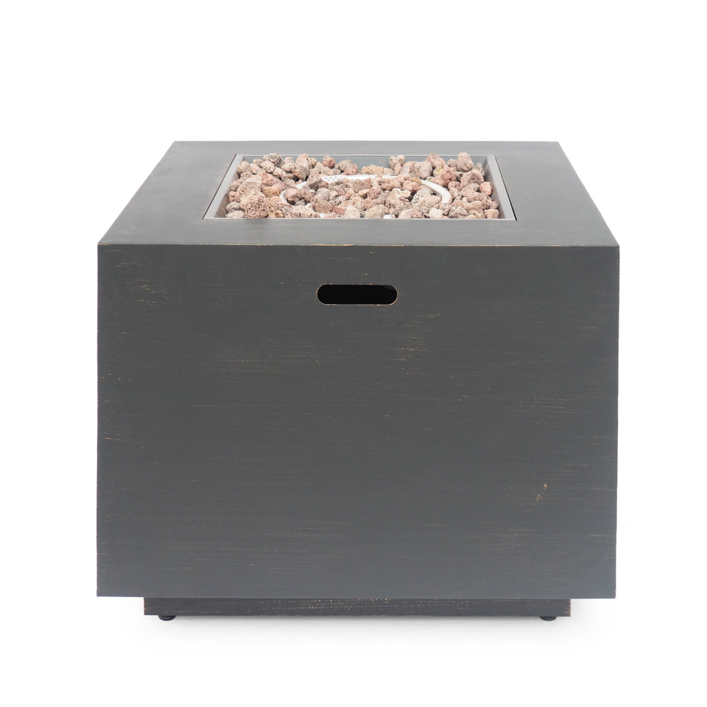 33" Outdoor Iron Square Propane Fire Pit - Brushed Brown