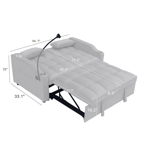Modern Velvet Loveseat Futon Sofa Couch with Pullout Bed