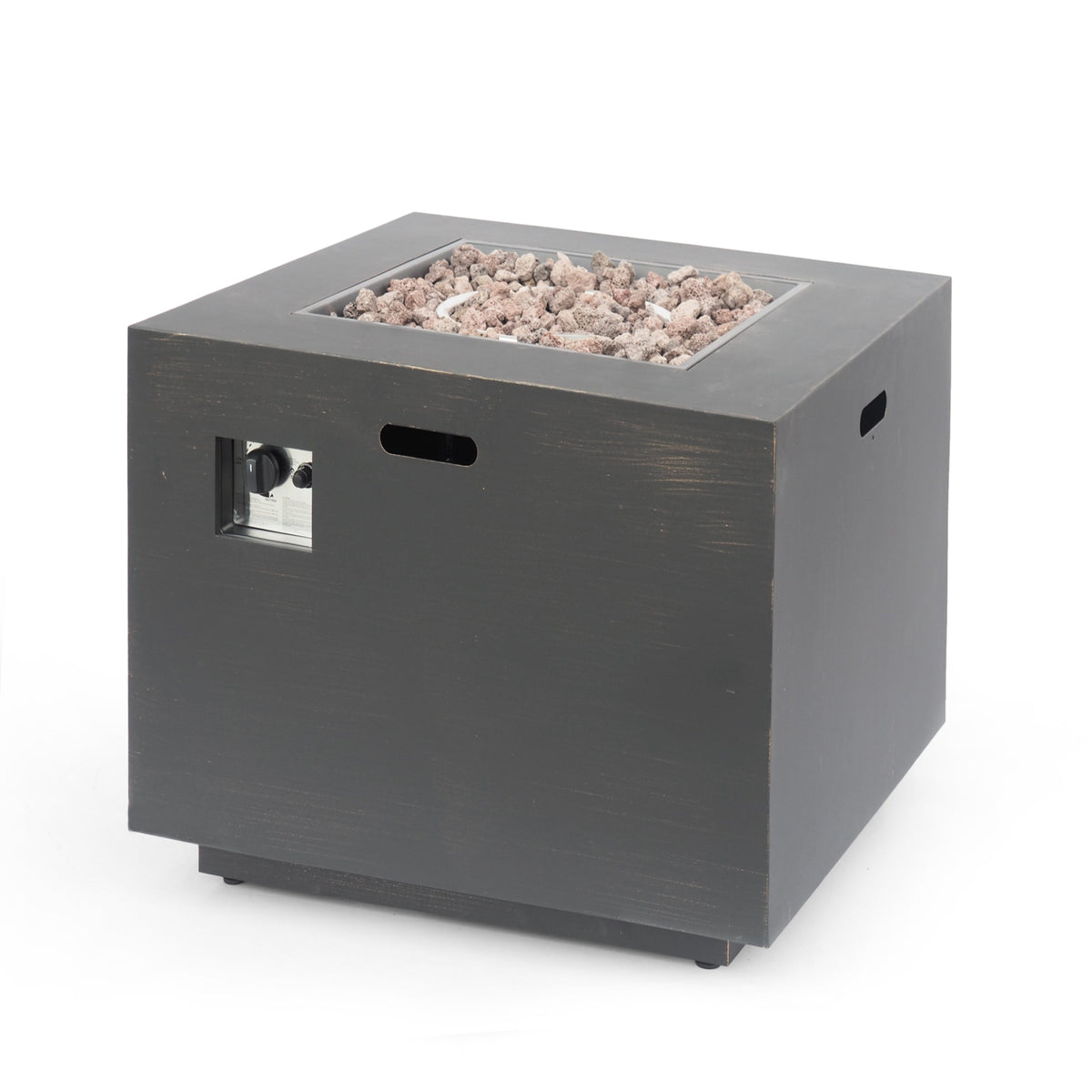 33" Outdoor Iron Square Propane Fire Pit - Brushed Brown