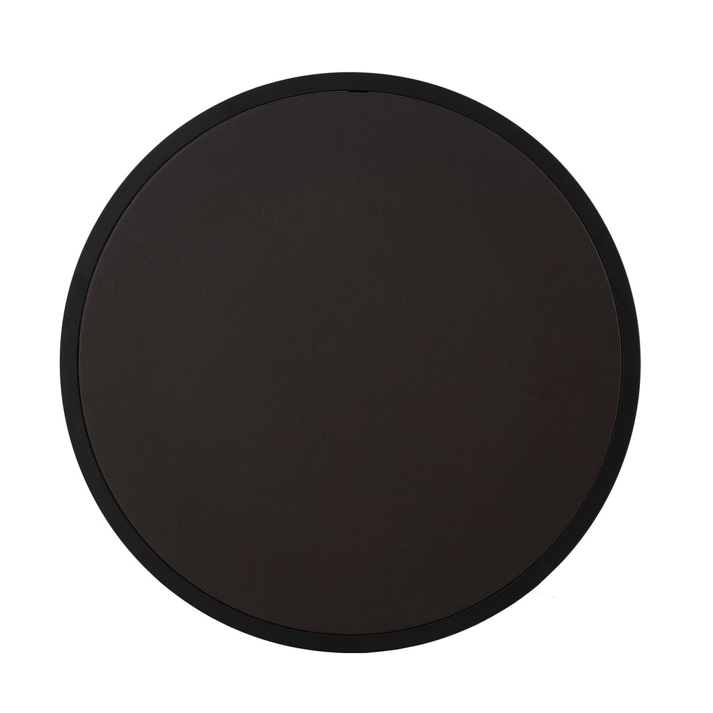 Modern Faux Leather Nesting Round Coffee Table Set - Dark Brown