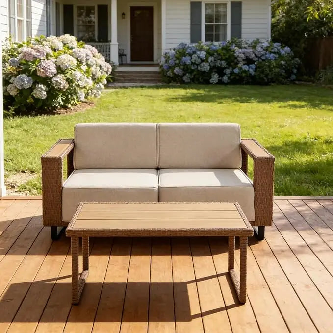 3 Piece All Weather PE Rattan Outdoor Sectional Sofa Set