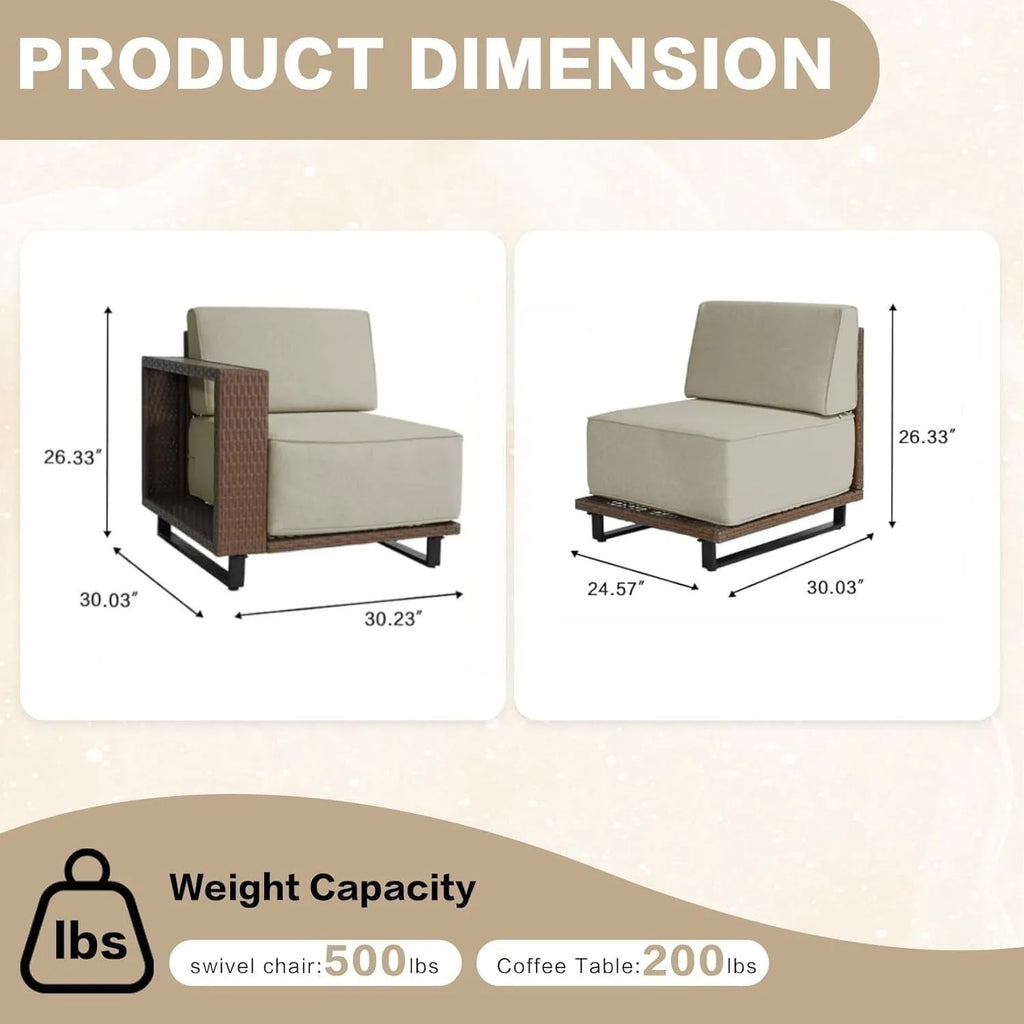 3 Piece All Weather PE Rattan Outdoor Sectional Sofa Set