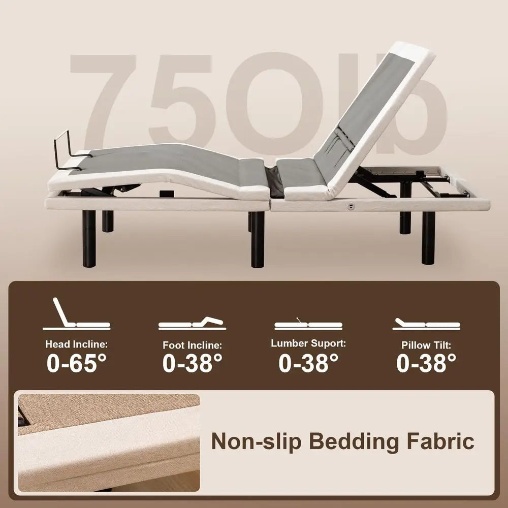 Twin-XL Adjustable Massage Bed Frame Wireless Remote