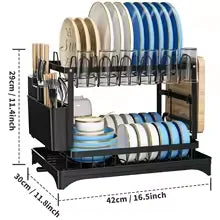 2-Tier Rotating Dish Drying Rack