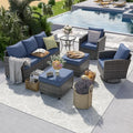 6pc Gray PE Rattan Sectional Sofa Set