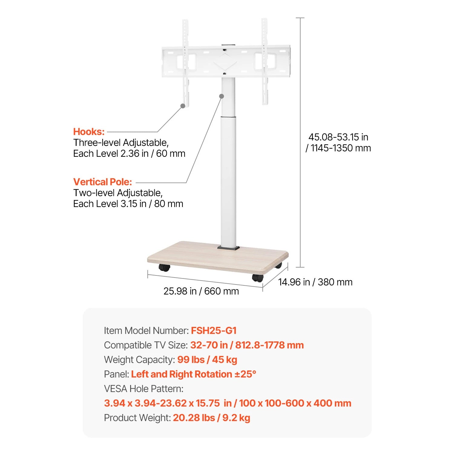 Mobile TV Stand with Wheels