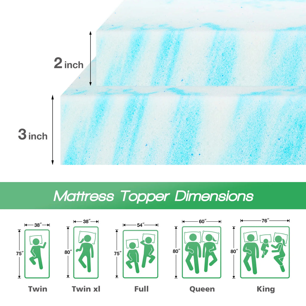 Gel Memory Soft Foam Cooling Mattress Topper