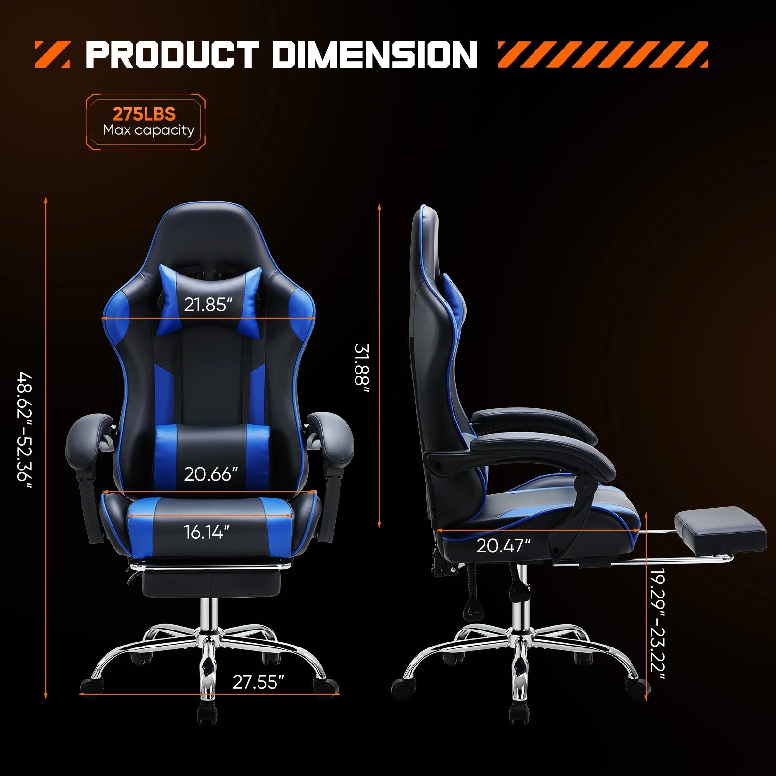 Gaming Chair Adjustable Swivel PU Leather