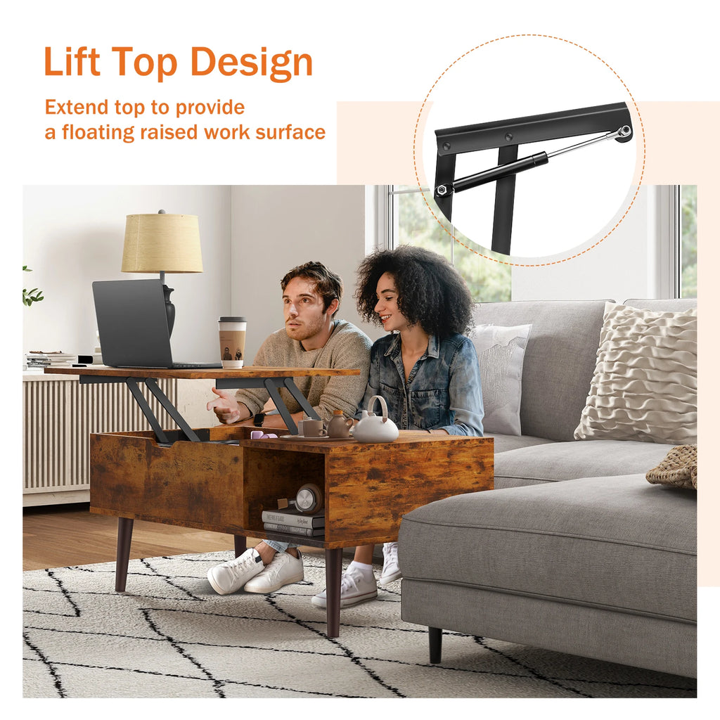 Lift Top Coffee Table with Adjustable Shelf