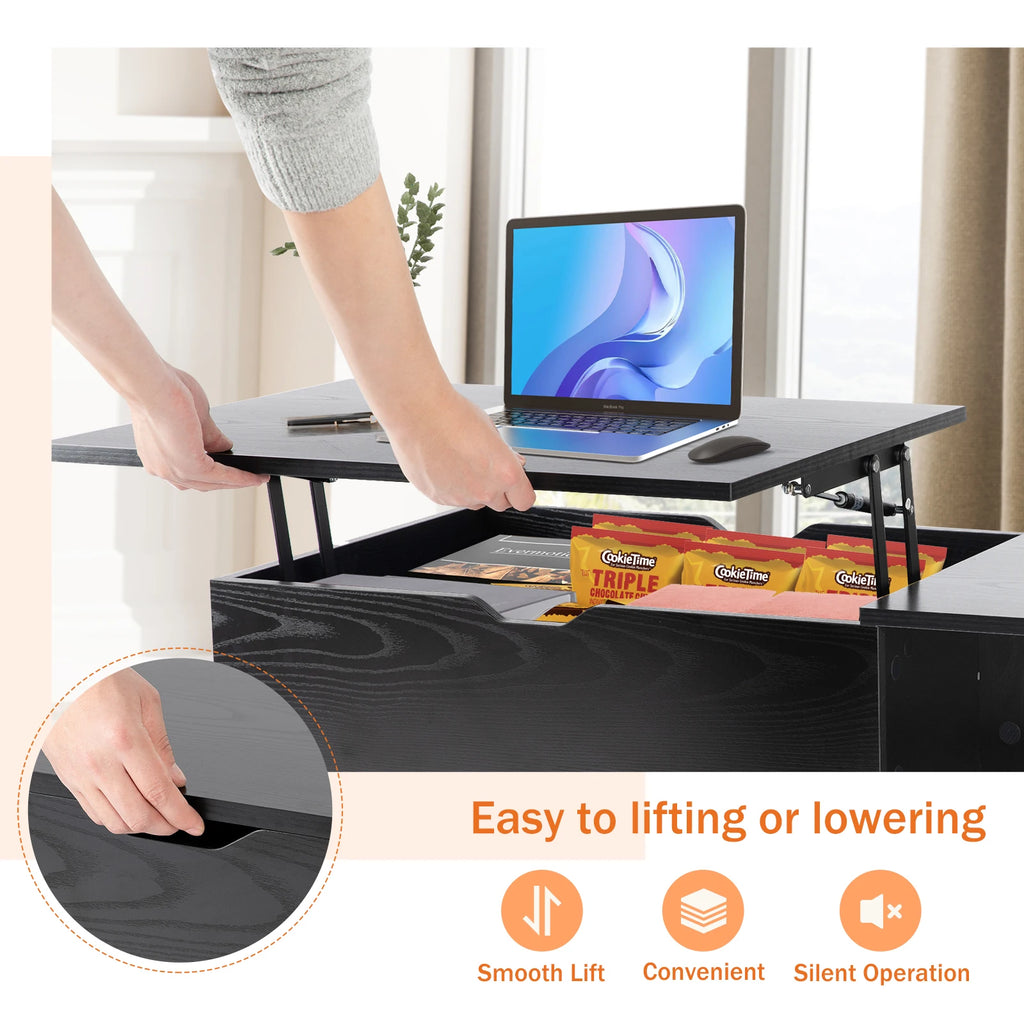 Lift Top Coffee Table with Adjustable Shelf