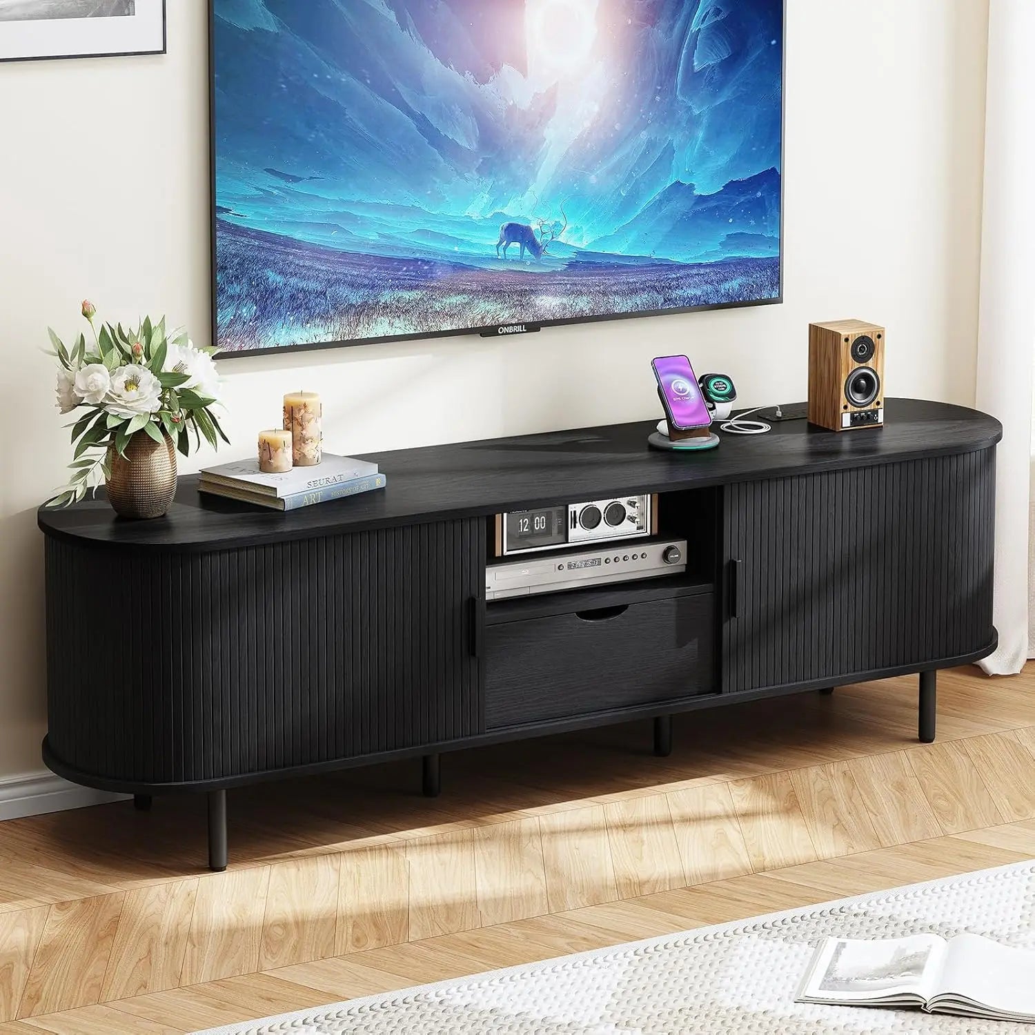 69" TV Entertainment Center w/ Power Outlet,