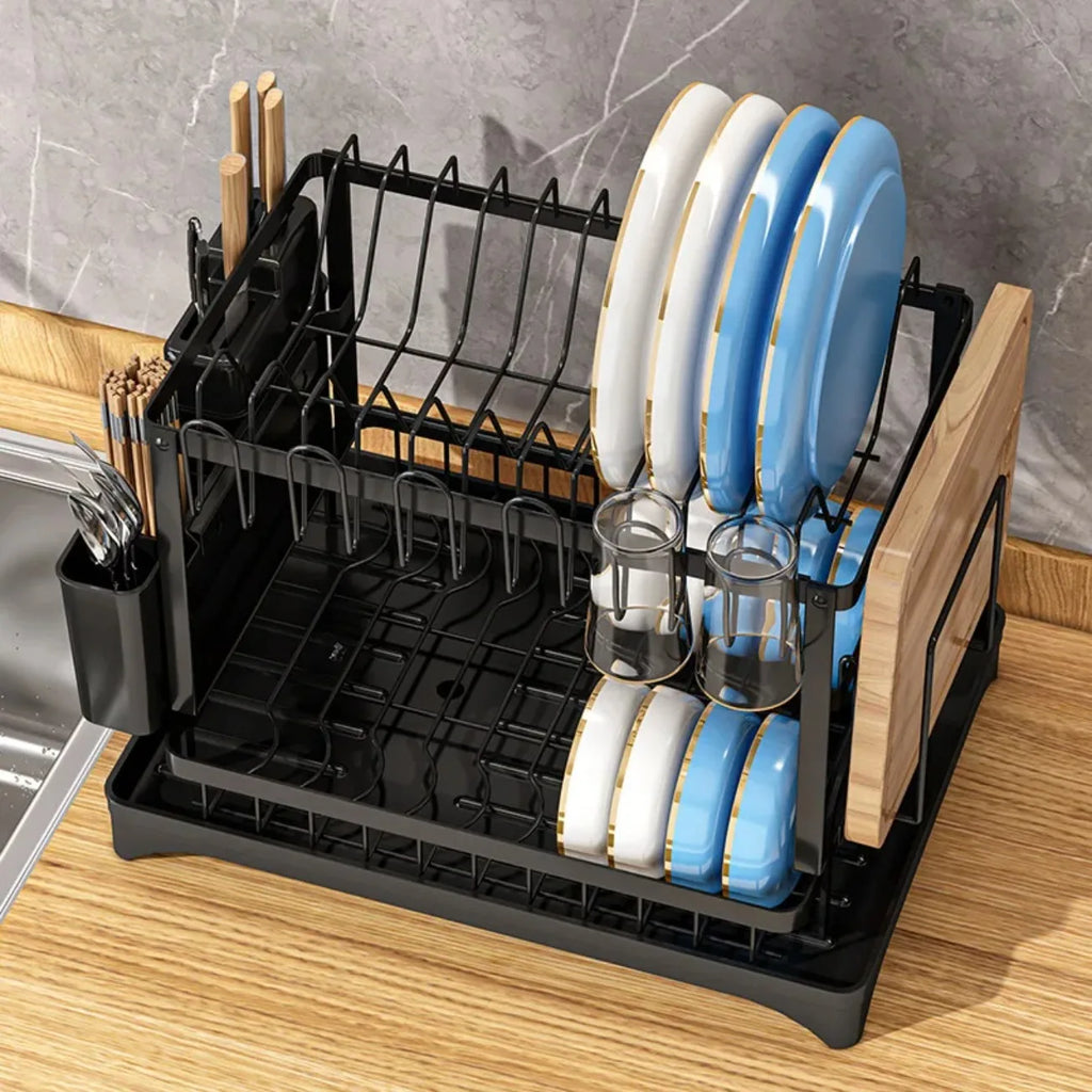 2-Tier Rotating Dish Drying Rack