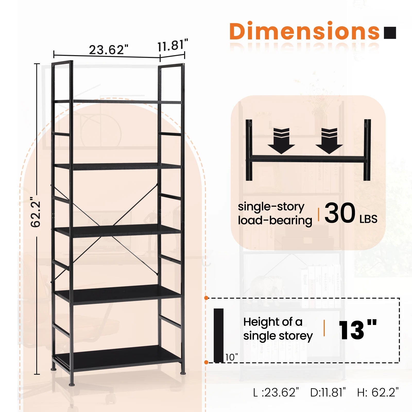 5 Tier Bookcase /Shelves