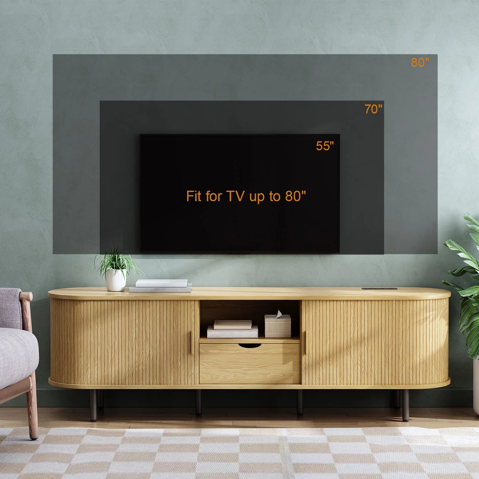 69" TV Entertainment Center w/ Power Outlet,