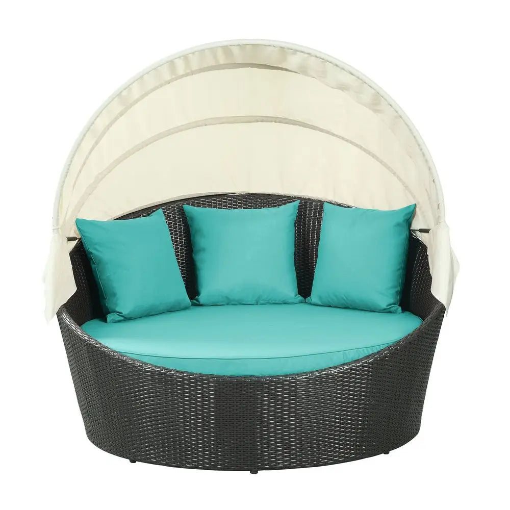 Wicker Rattan Canopy Daybed