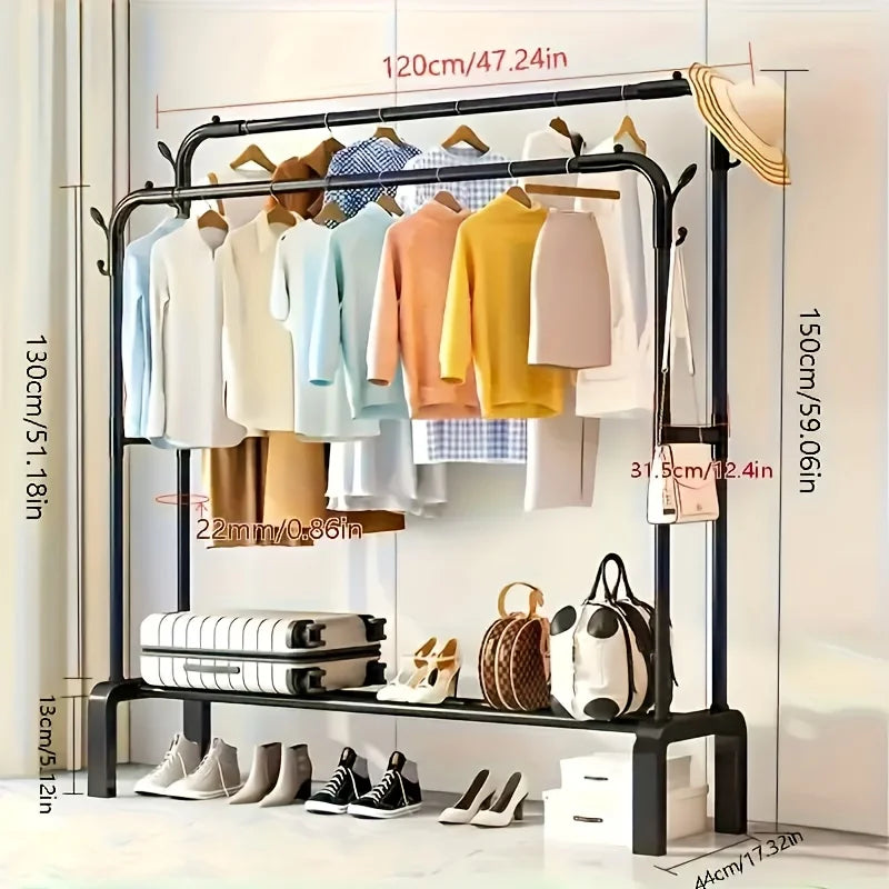 Heavy-Duty Metal Double-Pole Hanger