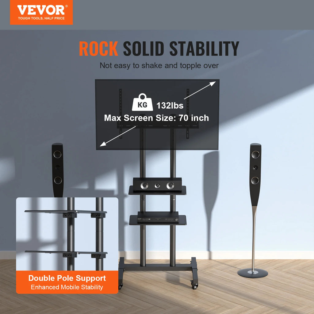 Mobile TV Stand  with Adjustable Height