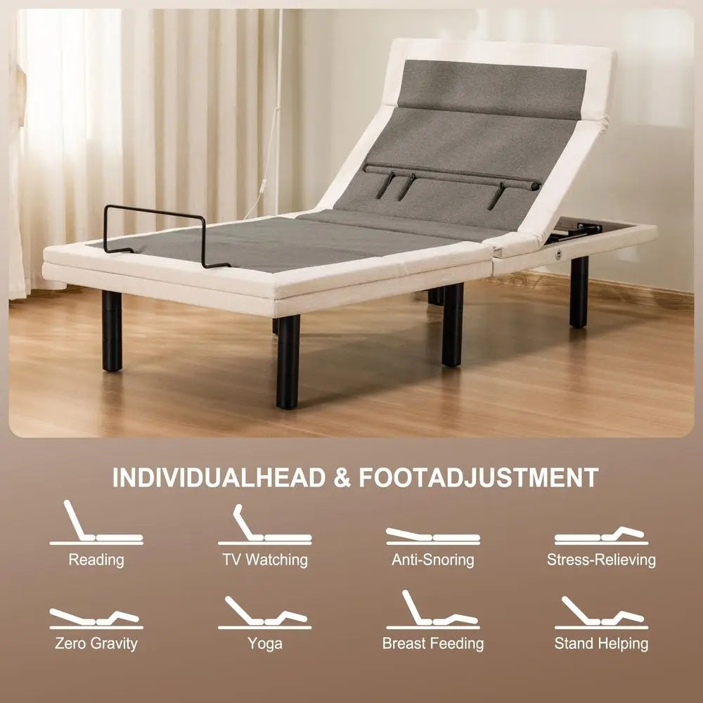 Twin-XL Adjustable Massage Bed Frame Wireless Remote