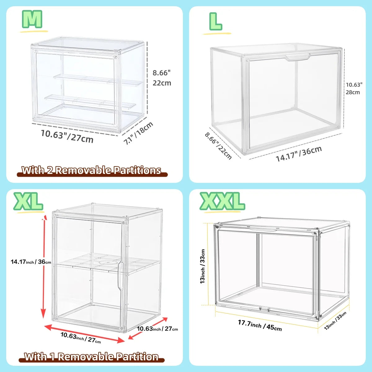 Acrylic Clear Stackable Storage Case Bins