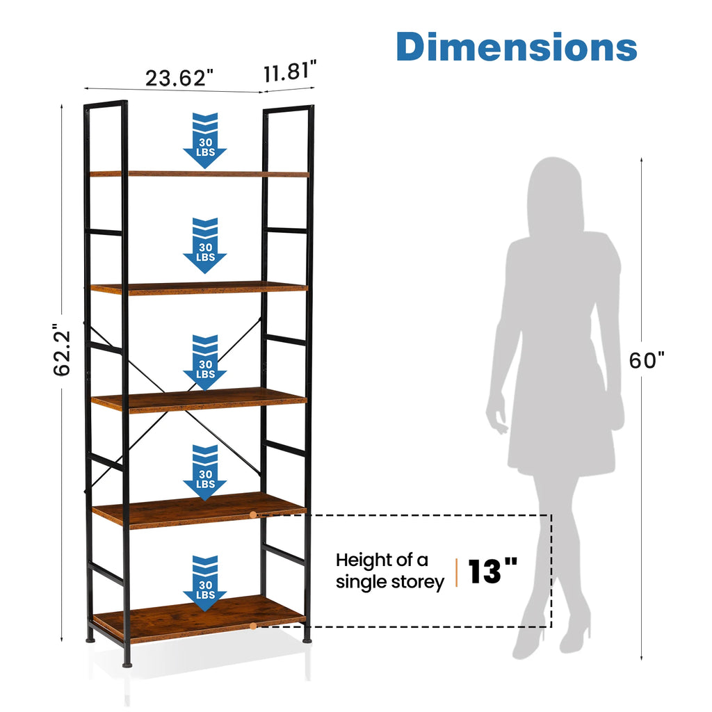 5 Tier Bookcase /Shelves