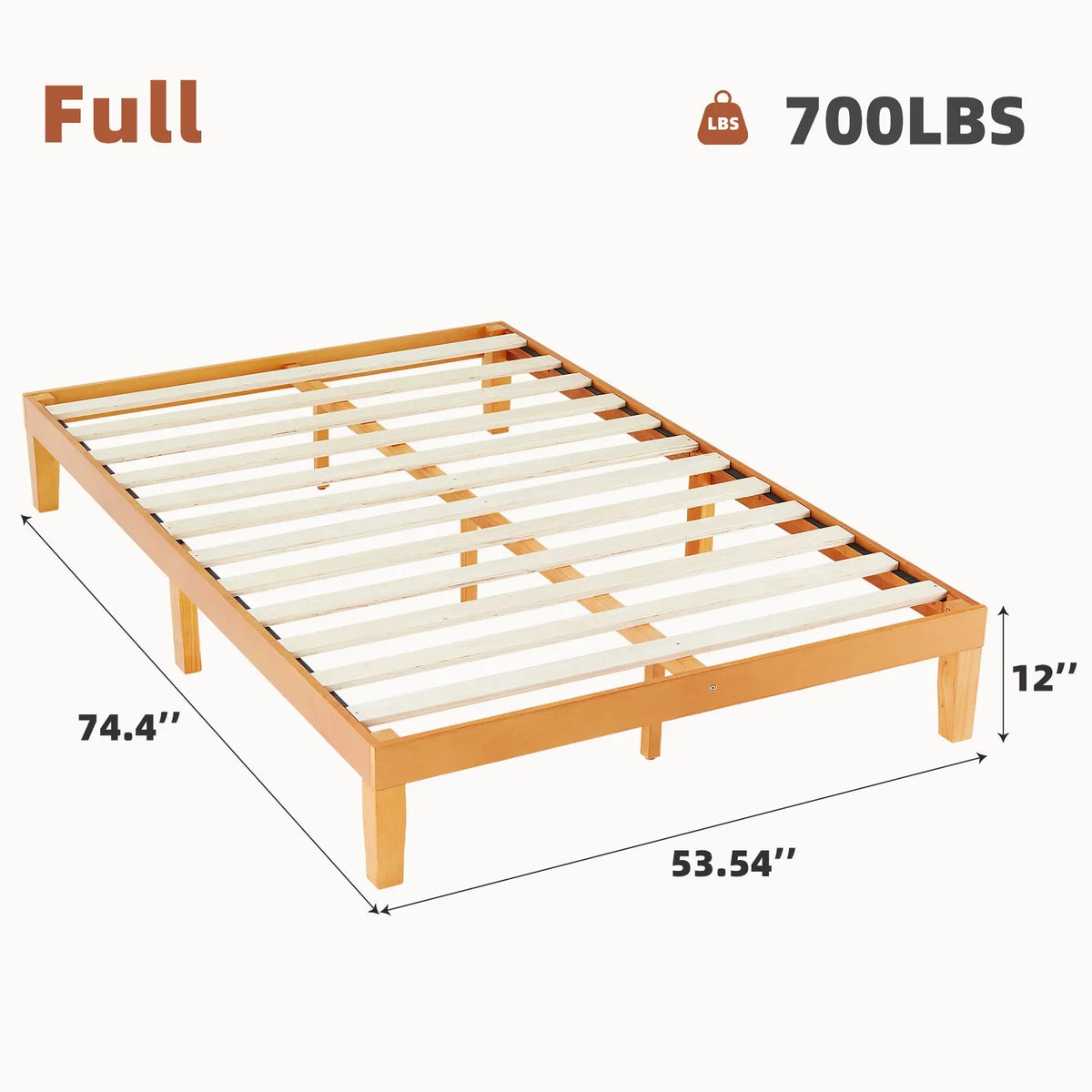 JHK Solid Wood Bed Frame With Slat Support Easy Assembly
