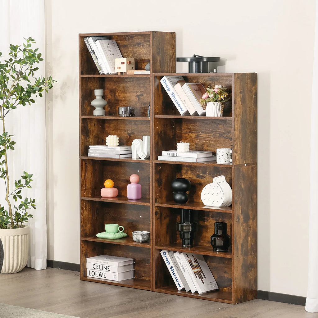 6-Tier Wooden Shelf Bookcase 63 Inch Tall