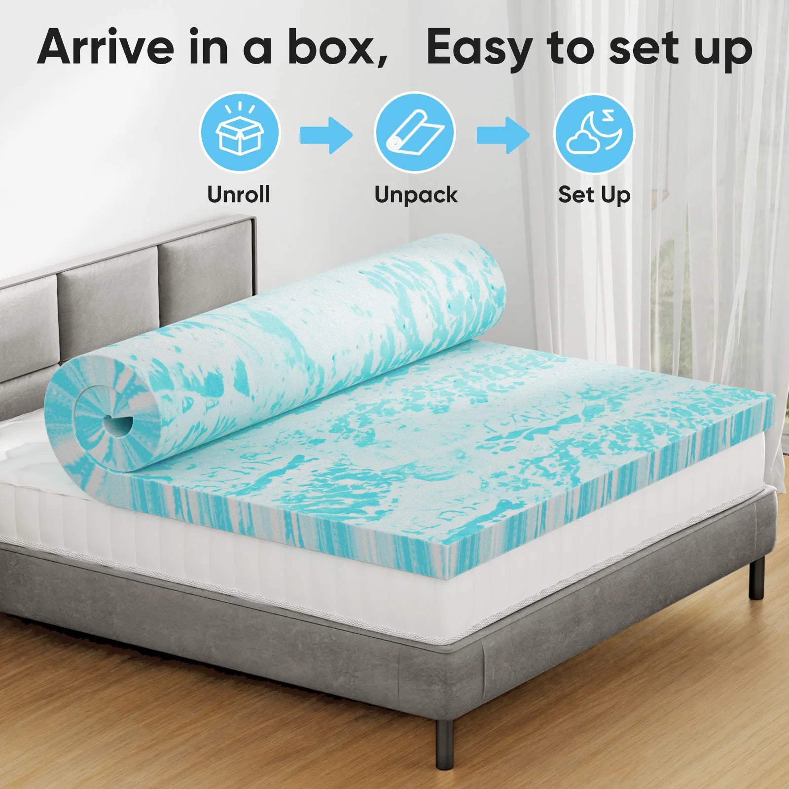 Gel Memory Soft Foam Cooling Mattress Topper