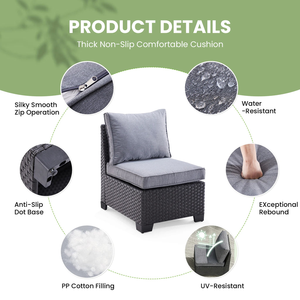 Outdoor Patio Sectional Set Water/Oil/Stain-Resistant Fabric