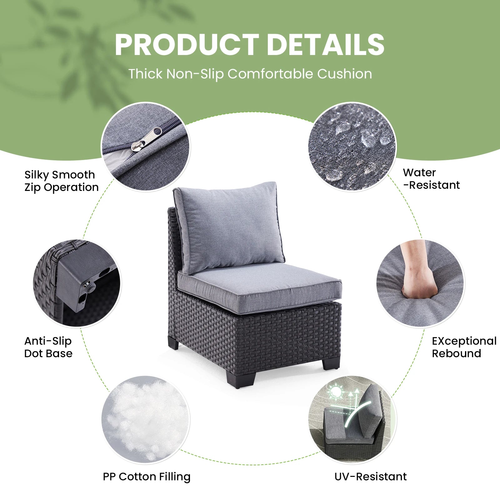 Outdoor Patio Sectional Set Water/Oil/Stain-Resistant Fabric