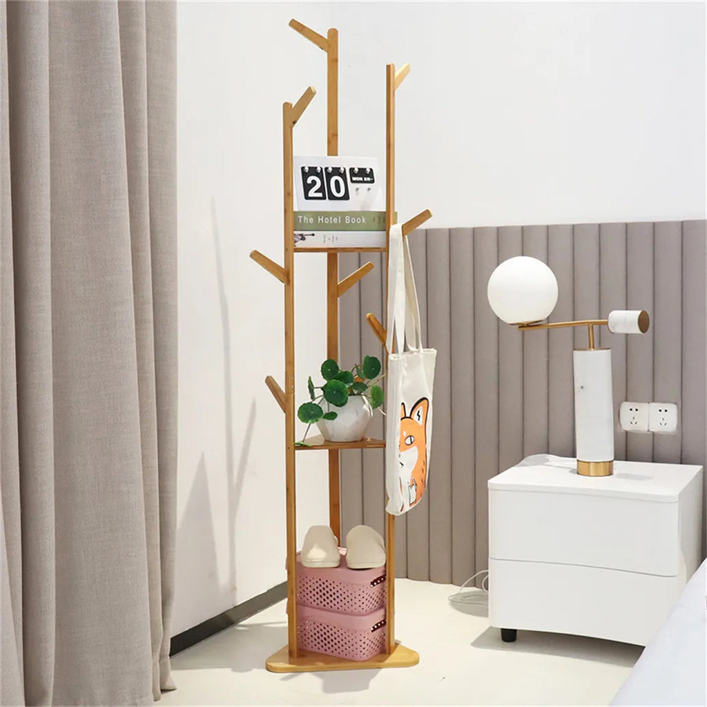 Wooden Coat and Hat Hanger  10 Hooks