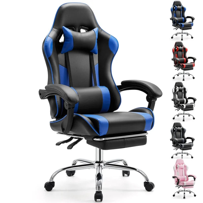 Gaming Chair Adjustable Swivel PU Leather