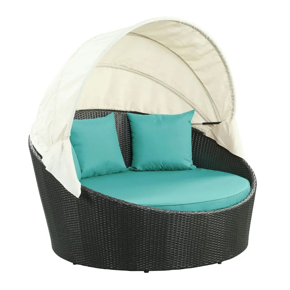 Wicker Rattan Canopy Daybed
