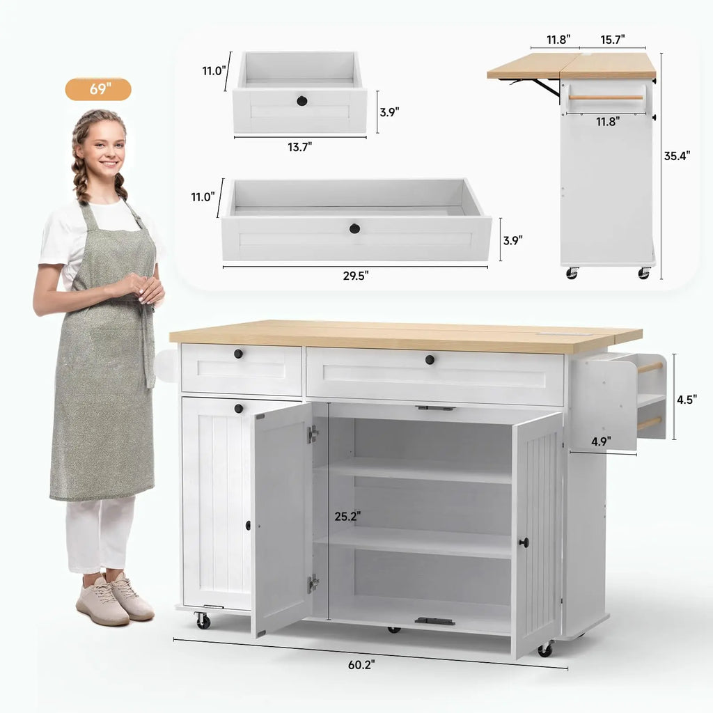 Mobile Kitchen Island/bar with Drop Table