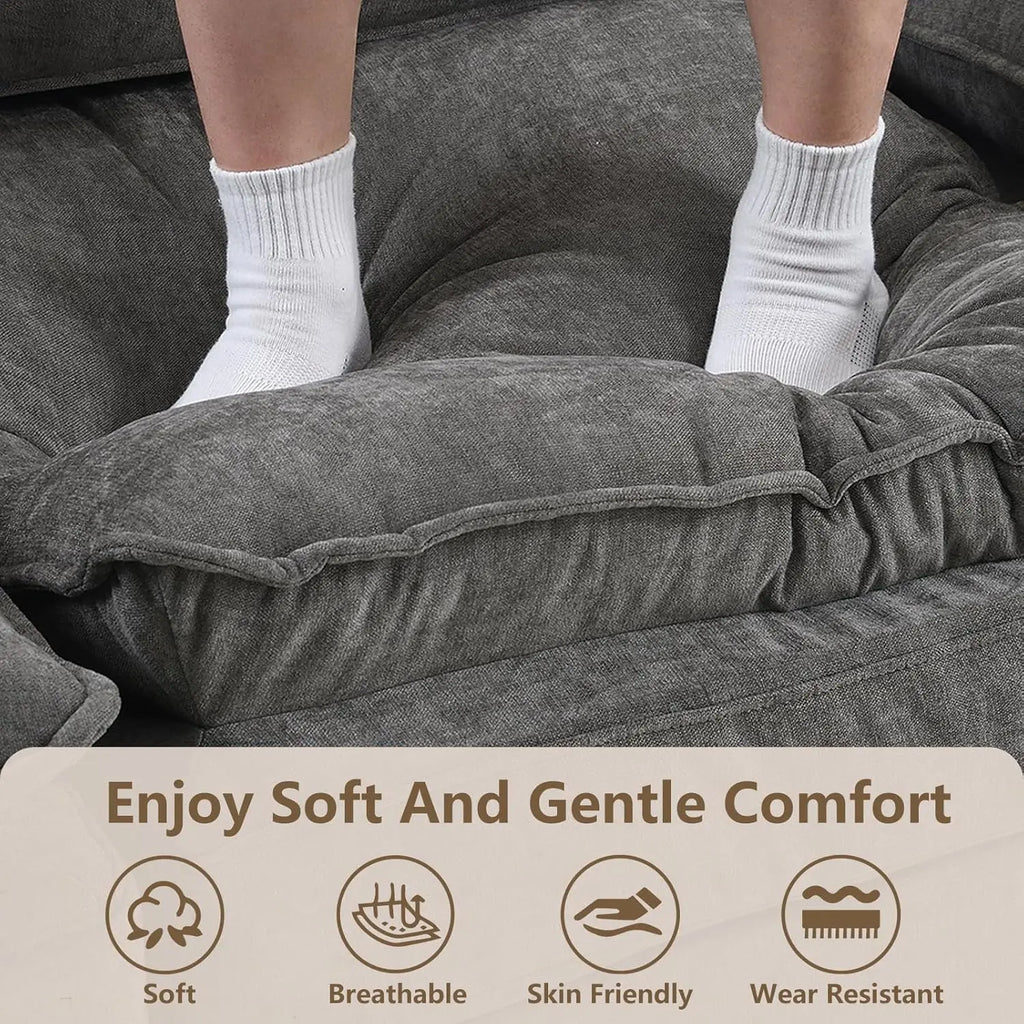 Sectional Sofa Chenille With Ottoman Pillows