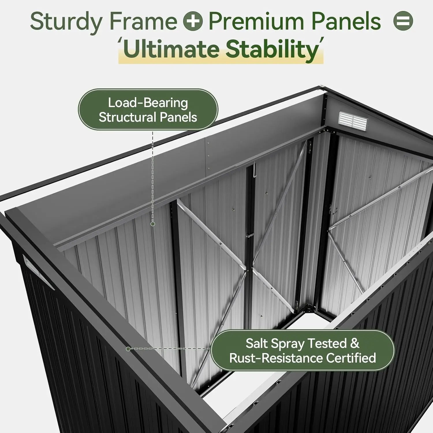 Triple Door Outdoor Metal Storage Shed