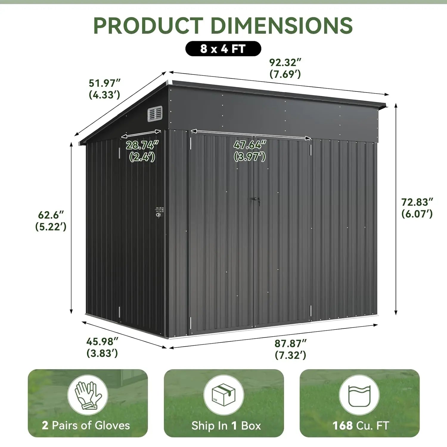 Triple Door Outdoor Metal Storage Shed