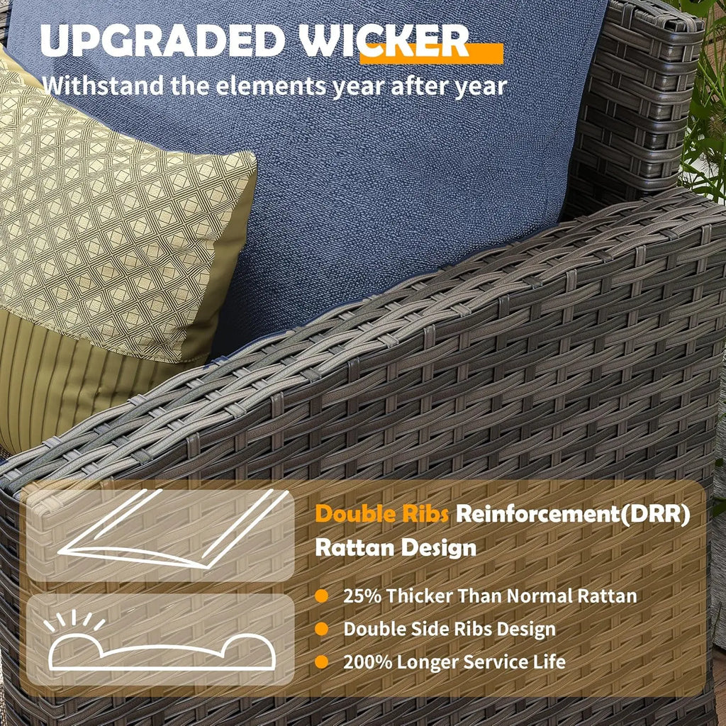 6pc Gray PE Rattan Sectional Sofa Set