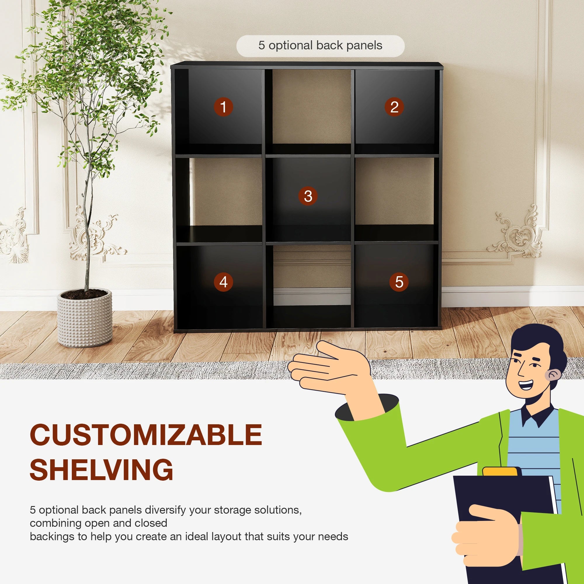 9 Cube Wooden Storage Organizer