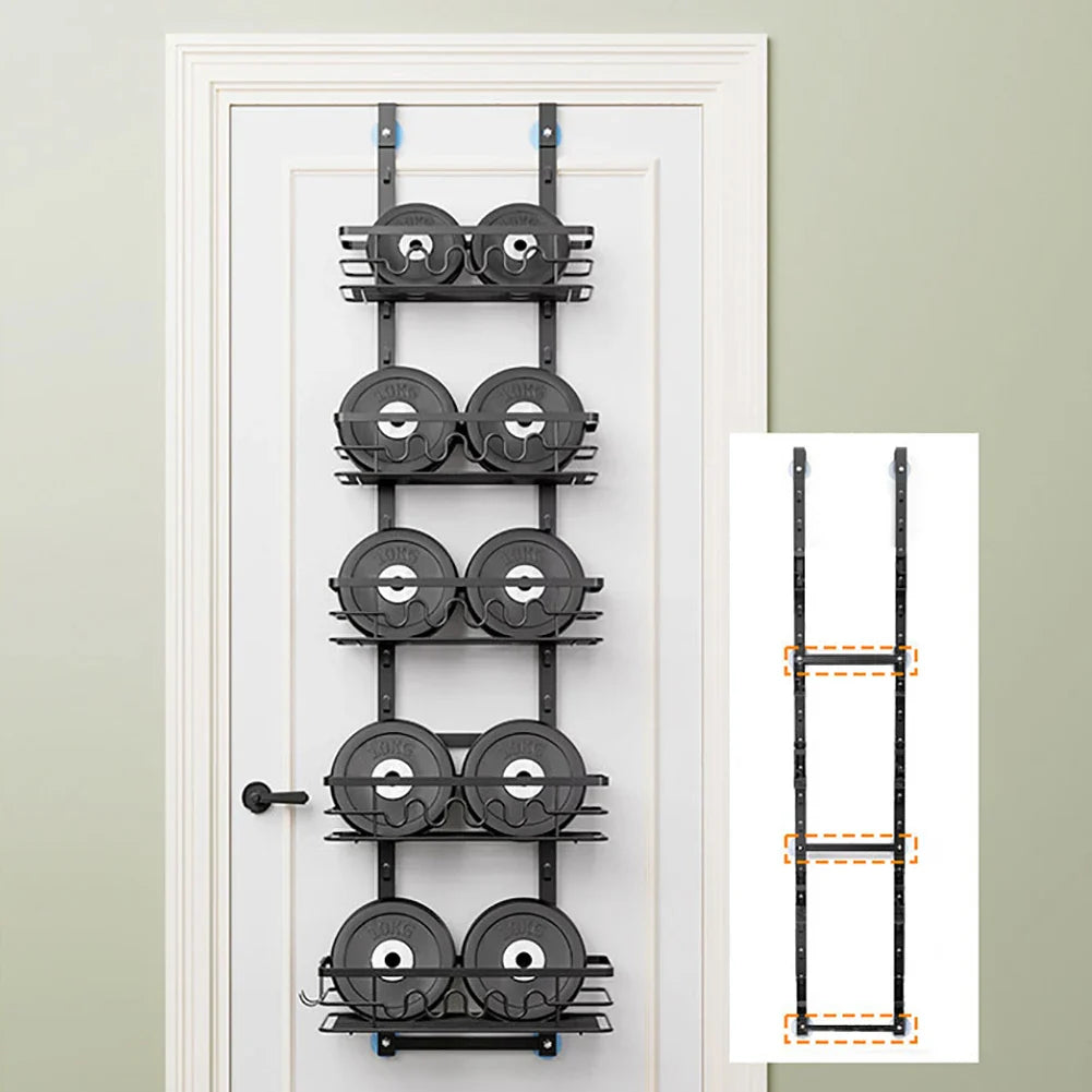 Over the Door Pantry Organizer Multi-Layer Storage Shelves Metal Hanging Spice Rack for Kitchen & Bathroom Door