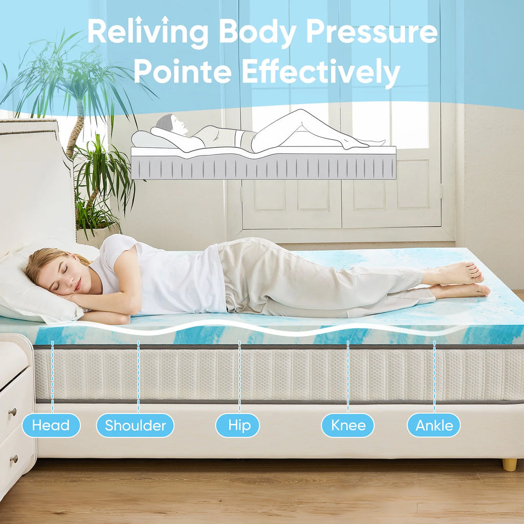 Gel Memory Soft Foam Cooling Mattress Topper