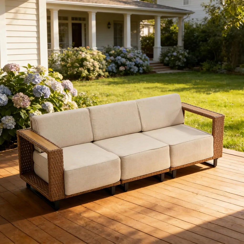 3 Piece All Weather PE Rattan Outdoor Sectional Sofa Set