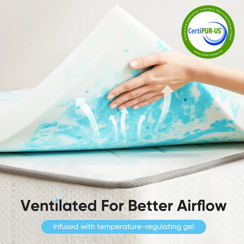 Gel Memory Soft Foam Cooling Mattress Topper