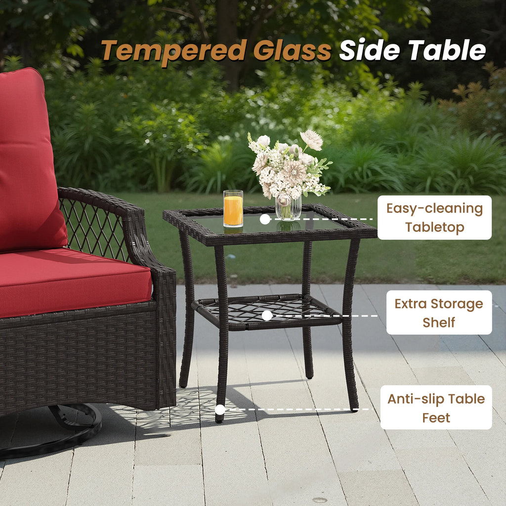 3-Piece Wicker Swivel Patio Set Glider Chairs