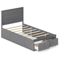 Twin Size Bed Frame with Storage Drawers and Headboard