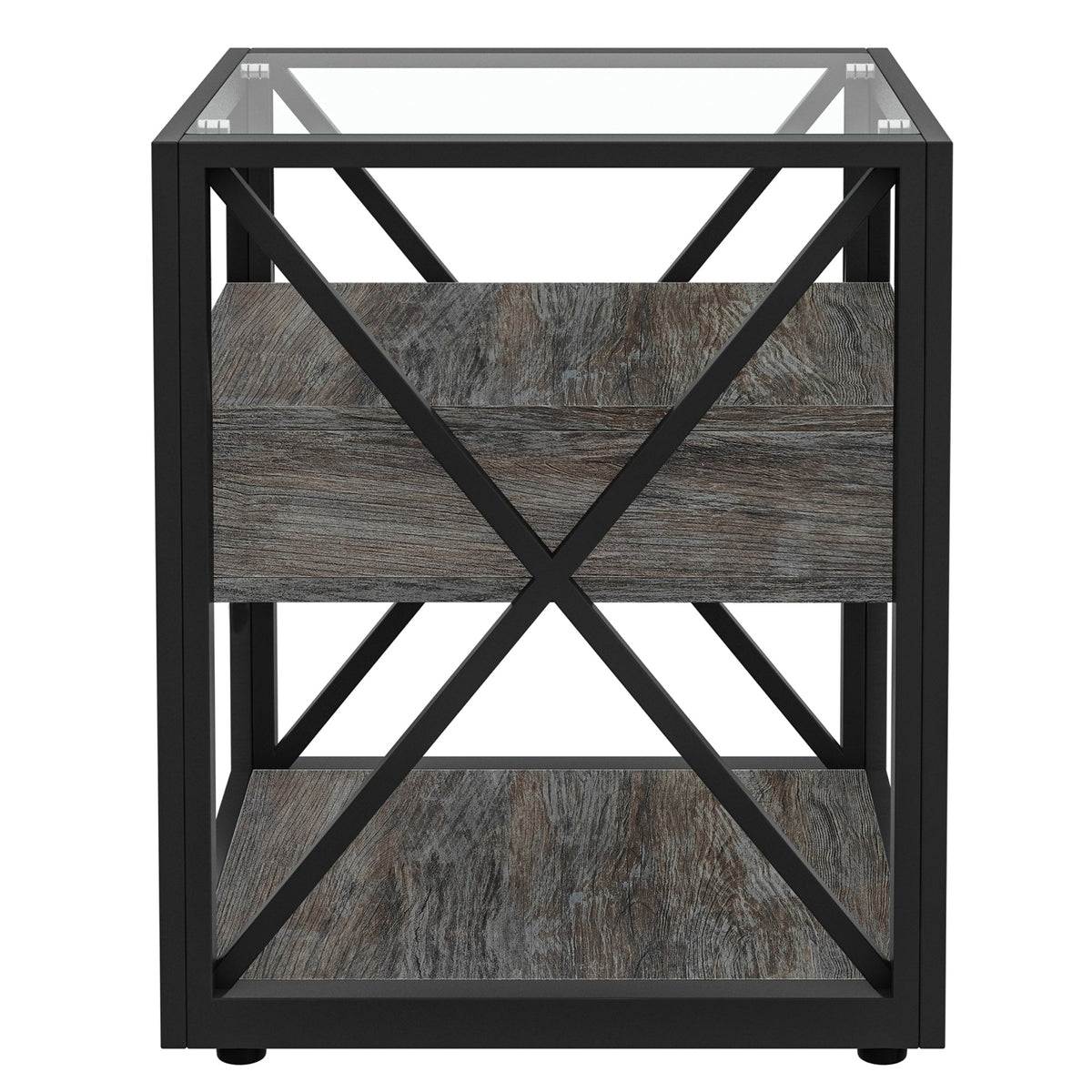Set of 2 Modern End Tables with Drawer - Nightstands