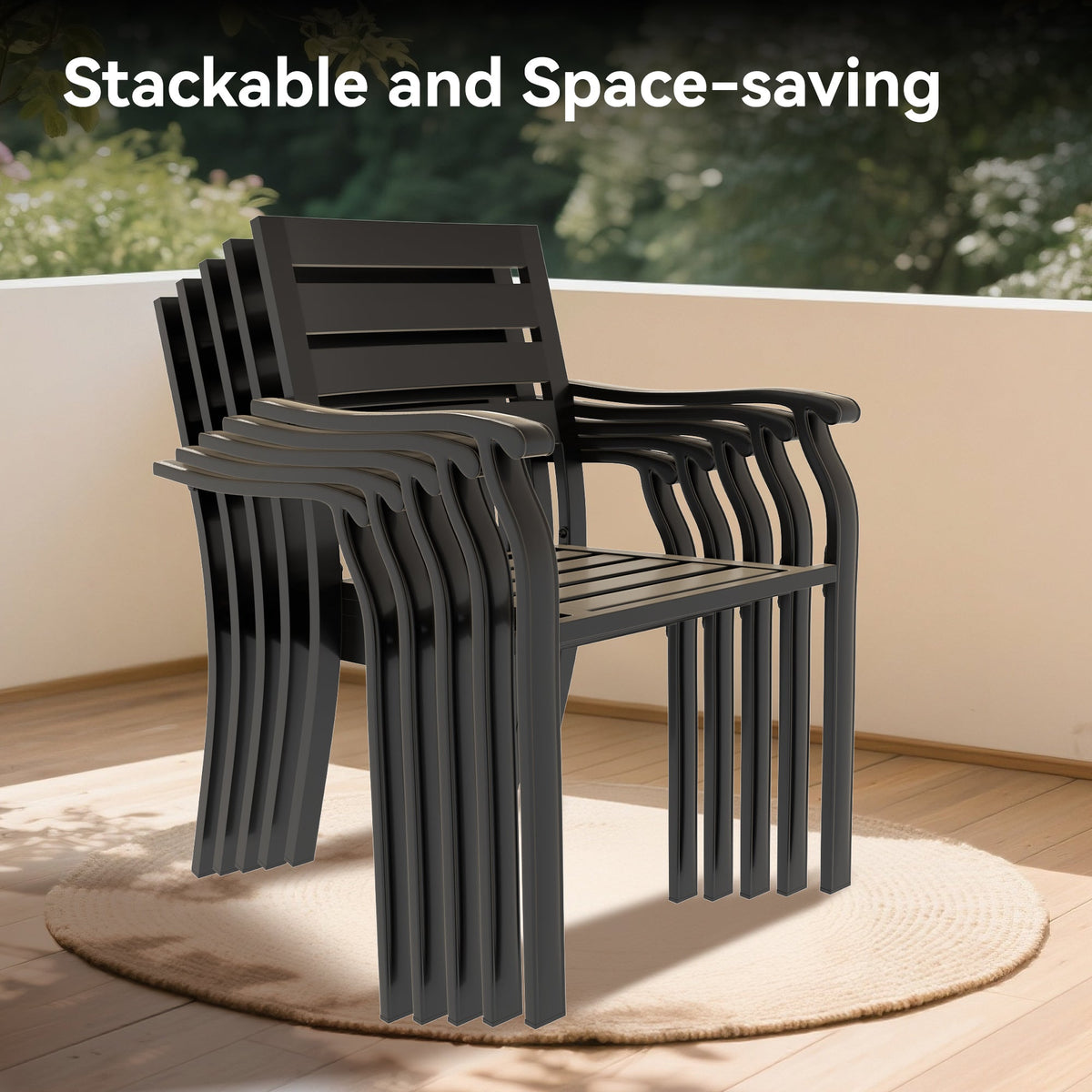 VRSHWO Iron Terrace Dining Chairs Set of 2 - Black