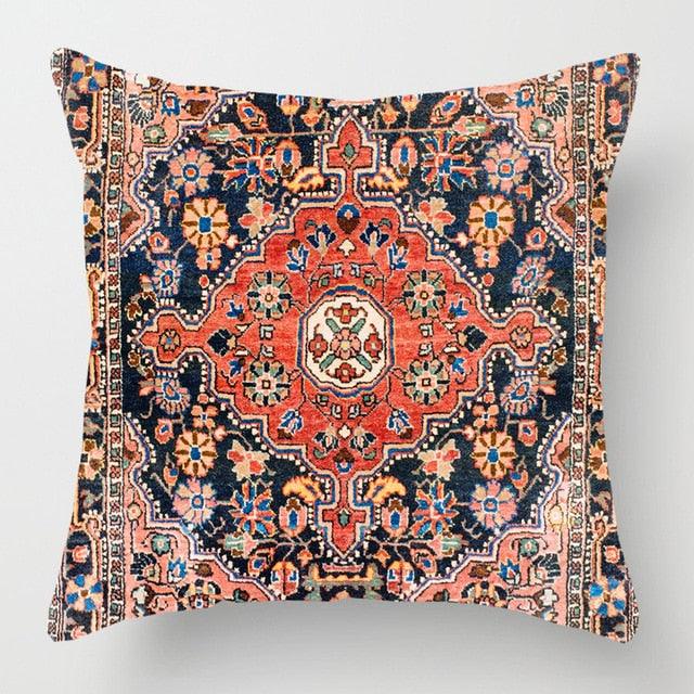 Pillowcase Cover Linen Carpet Painting Abstract Dark Red And Yellow Vintage Carpet Pattern Decorative Pillow Cases For Sofa Bedroom Home Decor Pillow Cases 45x45CM