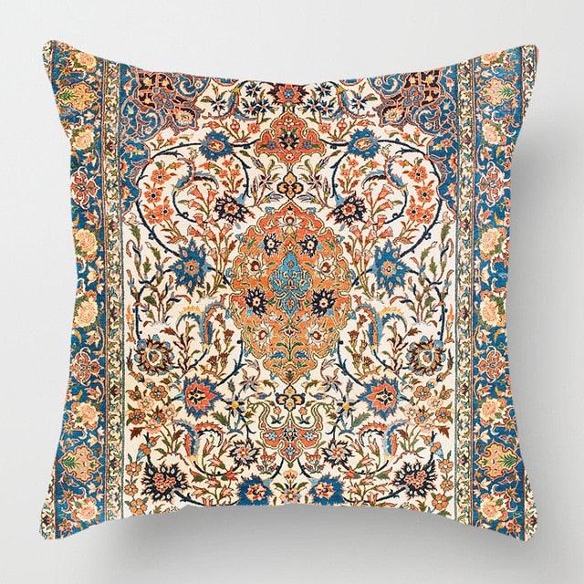 Pillowcase Cover Linen Carpet Painting Abstract Dark Red And Yellow Vintage Carpet Pattern Decorative Pillow Cases For Sofa Bedroom Home Decor Pillow Cases 45x45CM
