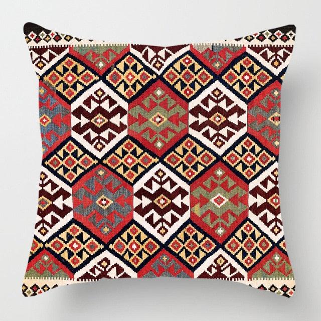 Pillowcase Cover Linen Carpet Painting Abstract Dark Red And Yellow Vintage Carpet Pattern Decorative Pillow Cases For Sofa Bedroom Home Decor Pillow Cases 45x45CM